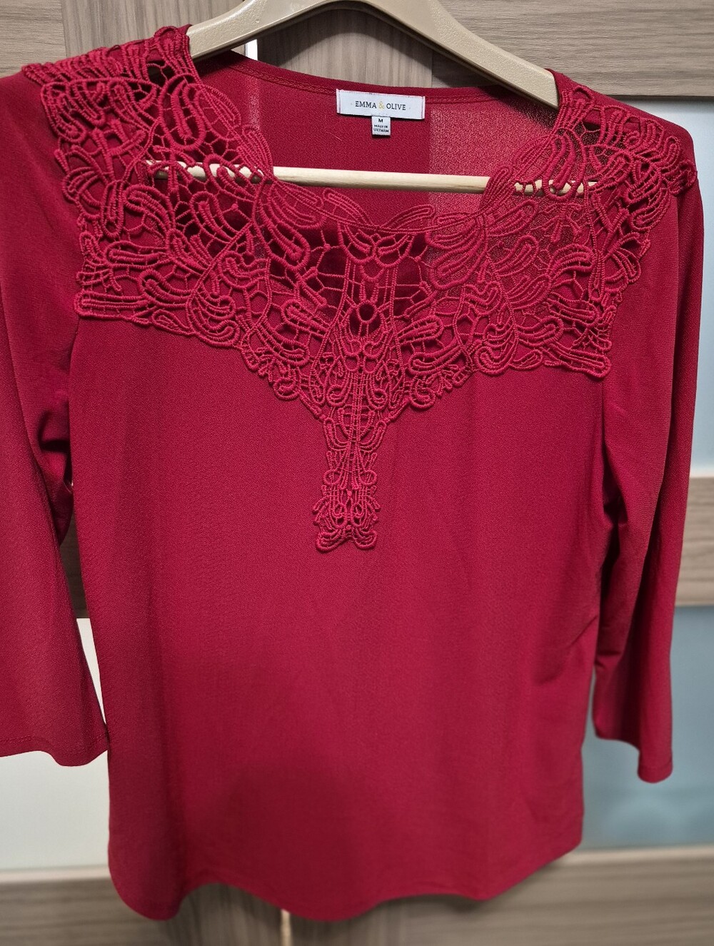 Red Lace-Trim Women's Top